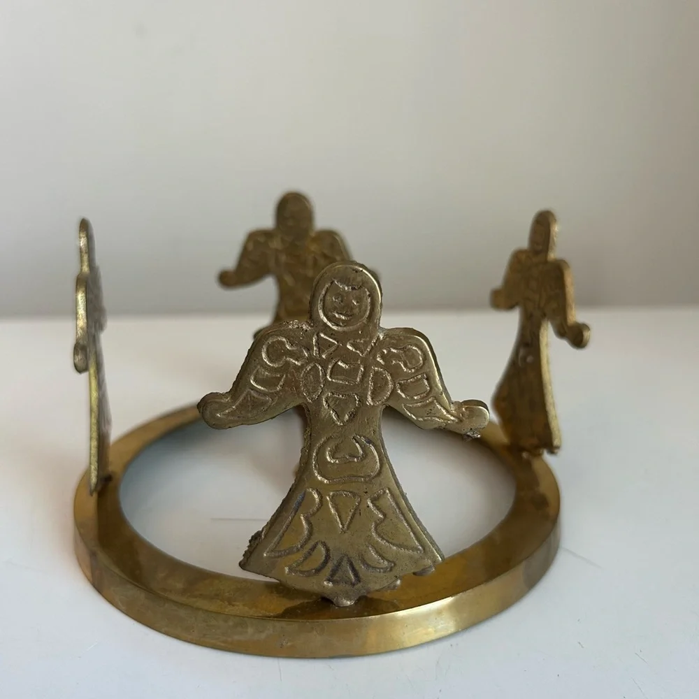 Brass Angel Taper Candle Holder Rings 3.75